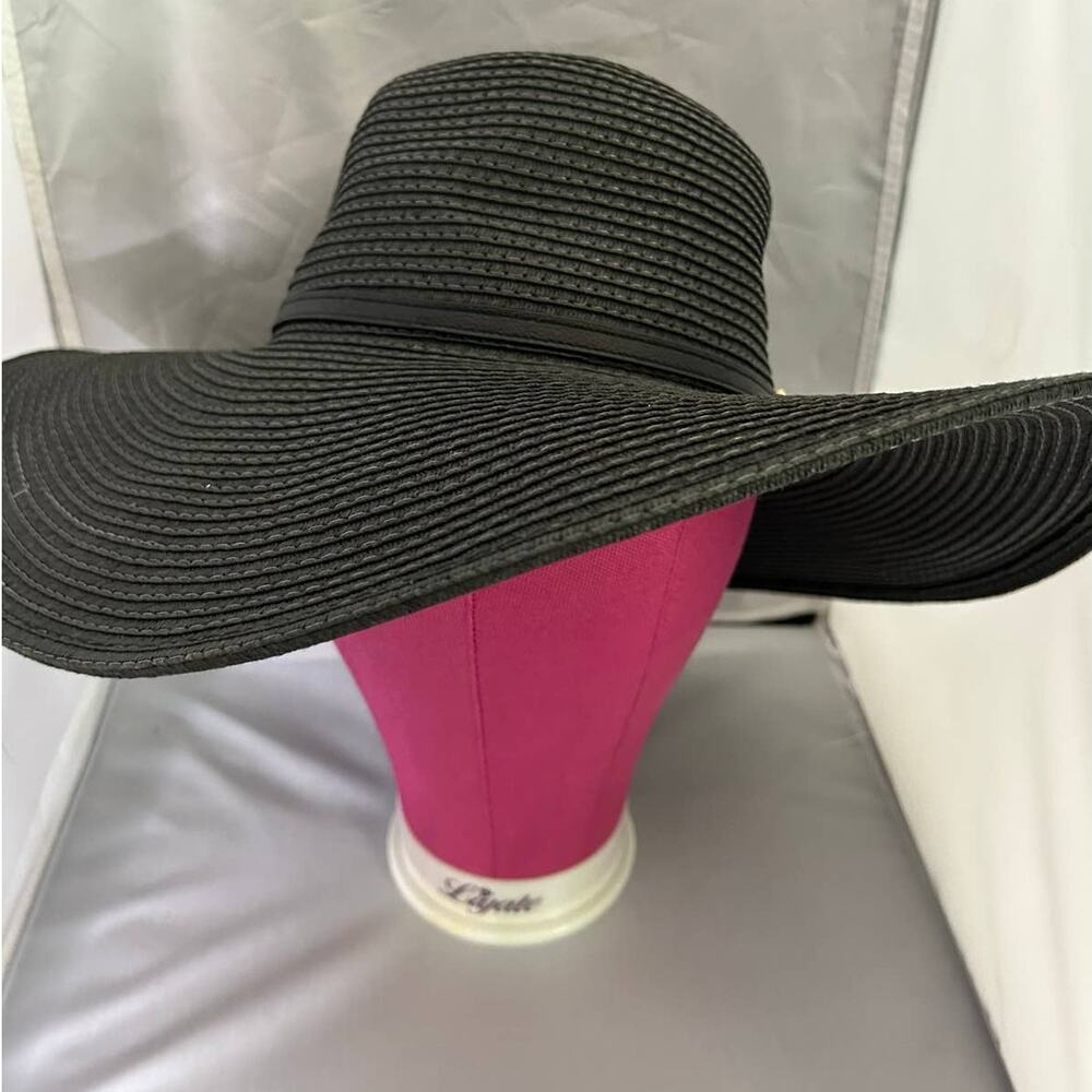 Melissa Odabash Jermina Black Wide Brim Floppy Sun Beach Hat – Adjustable